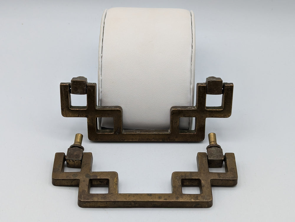 ##Antique Hardware## 1950s Bassett Asian Chinoiserie Brass Dresser Pulls (Original Antique)