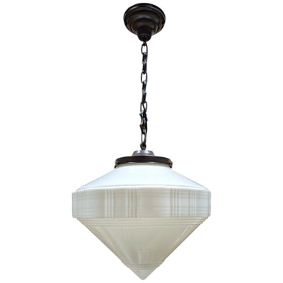 ##Antique Hardware## Mid-Century Diamond Glass Standard Chain Light (Several Finishes Available)