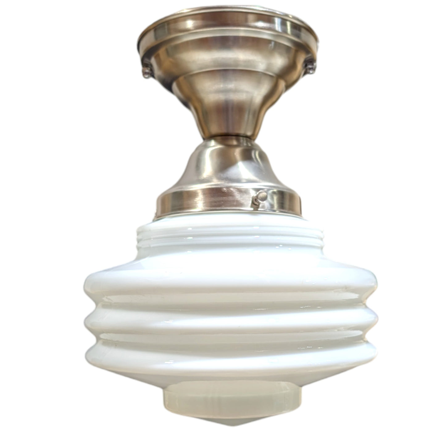 Art Deco Milk Glass Semi-Flush Fancy Light (Several Finishes Available)