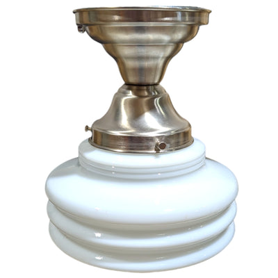 Art Deco Milk Glass Semi-Flush Fancy Light (Several Finishes Available)