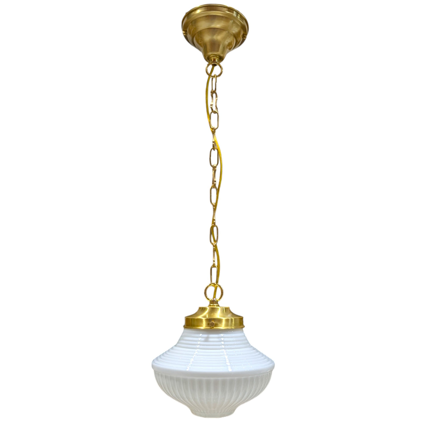 Schoolhouse Ribbed Milk Glass Standard Chain Light (Several Finishes Available)