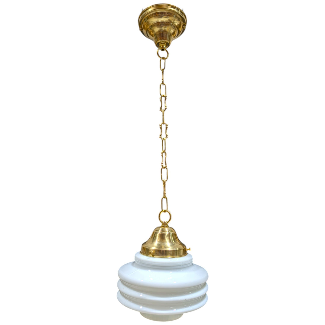 ##Antique Hardware## Art Deco Milk Glass Fancy Chain Light (Several Finishes Available)