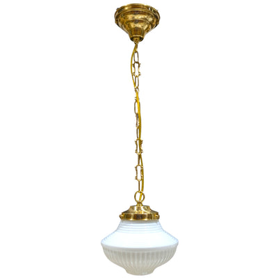 Schoolhouse Ribbed Milk Glass Standard Chain Light (Several Finishes Available)