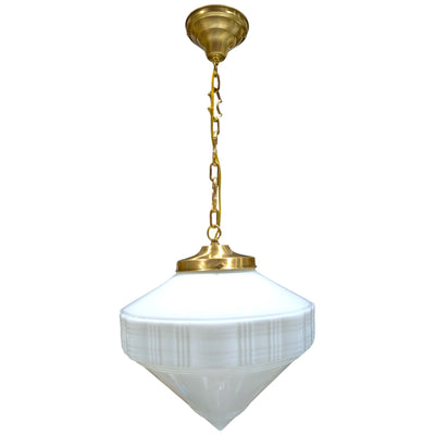 ##Antique Hardware## Mid-Century Diamond Glass Standard Chain Light (Several Finishes Available)