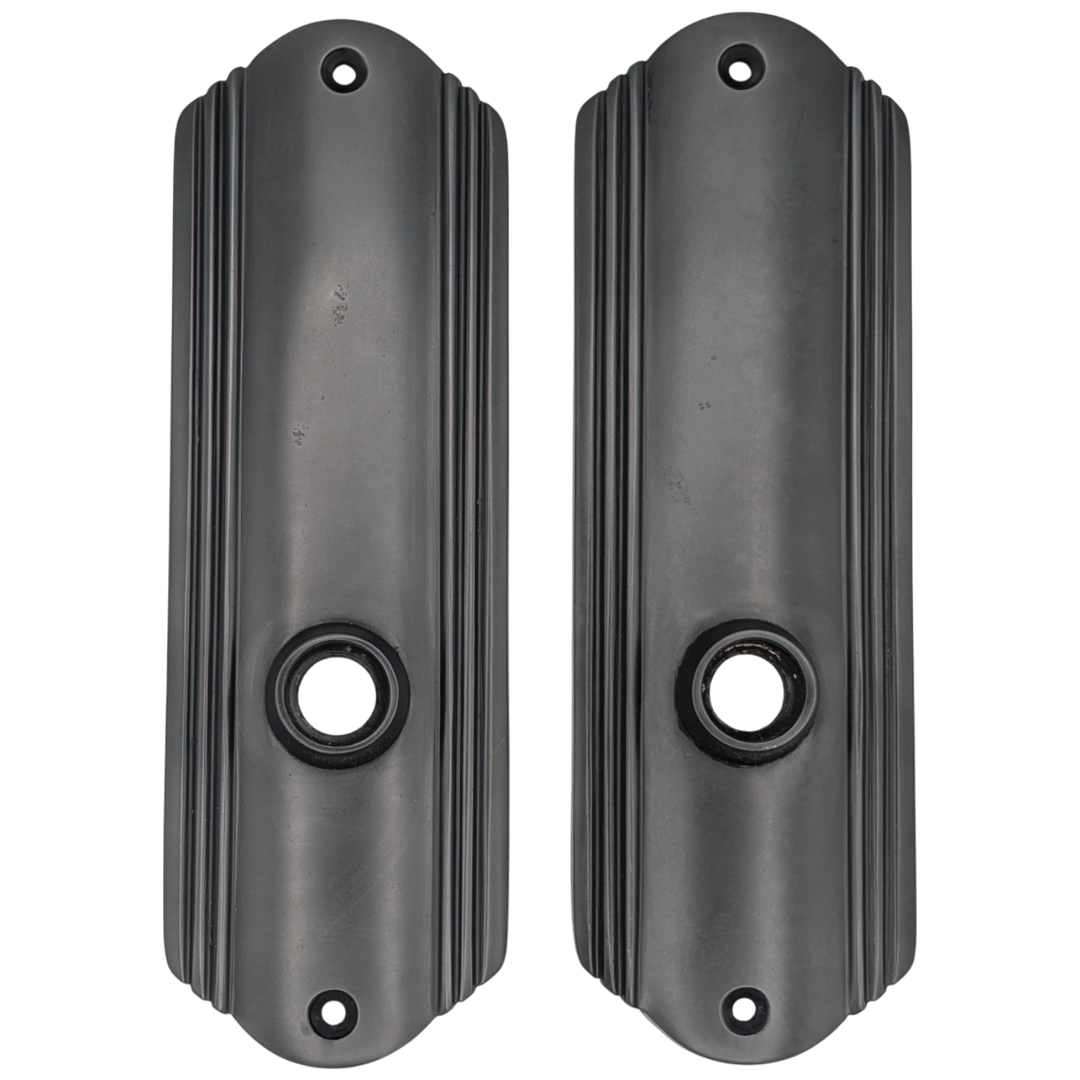 Art Deco Long Solid Brass Door Backplate (Black Bronze Finish)