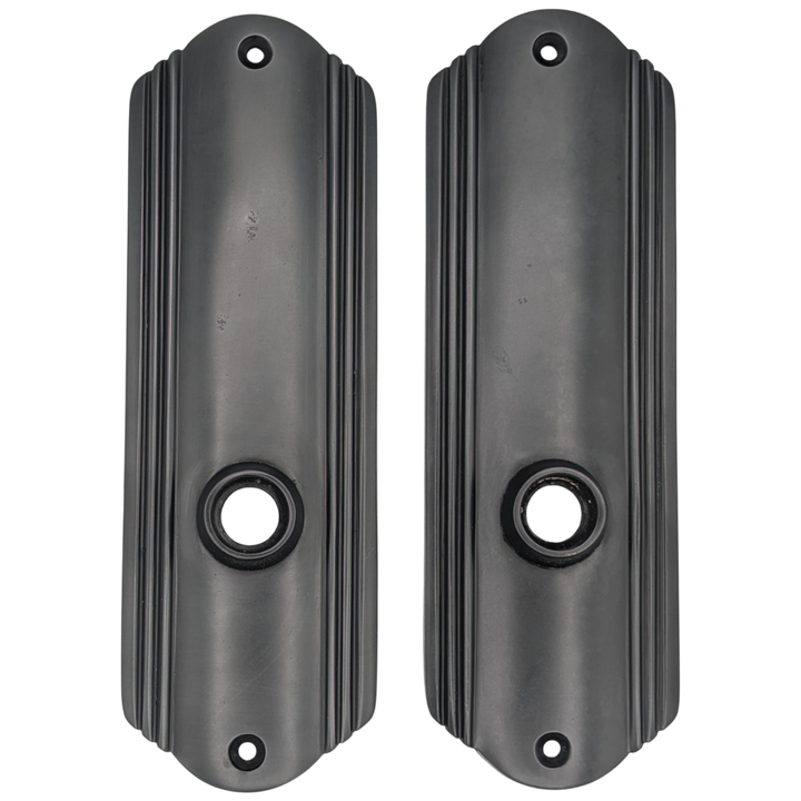 Art Deco Long Solid Brass Door Backplate (Black Bronze Finish)