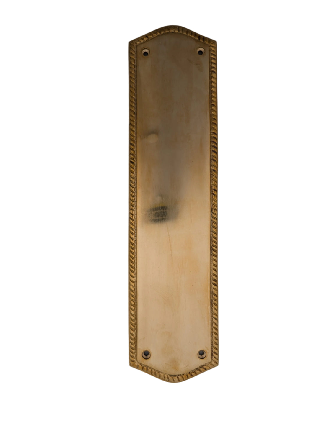 ##Antique Hardware## Open Box Sale Item 12 Inch Georgian Oval Roped Style Door Push Plate (Polished Brass)