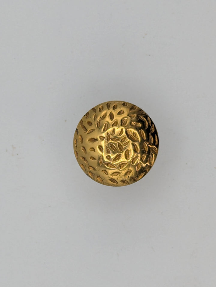 1 1/4 Inch Solid Brass Hand-Hammered Round Cabinet & Furniture Knob ( Polished Brass Finish)