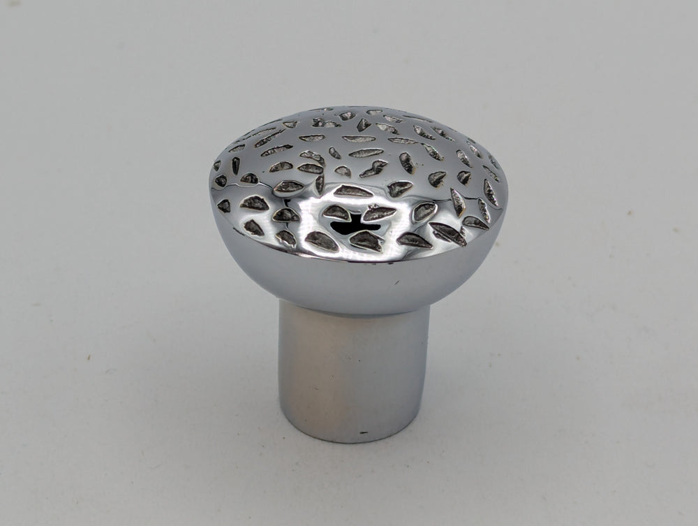 ##Antique Hardware## 1 1/4 Inch Solid Brass Hand-Hammered Round Cabinet & Furniture Knob ( Polished Chrome Finish)