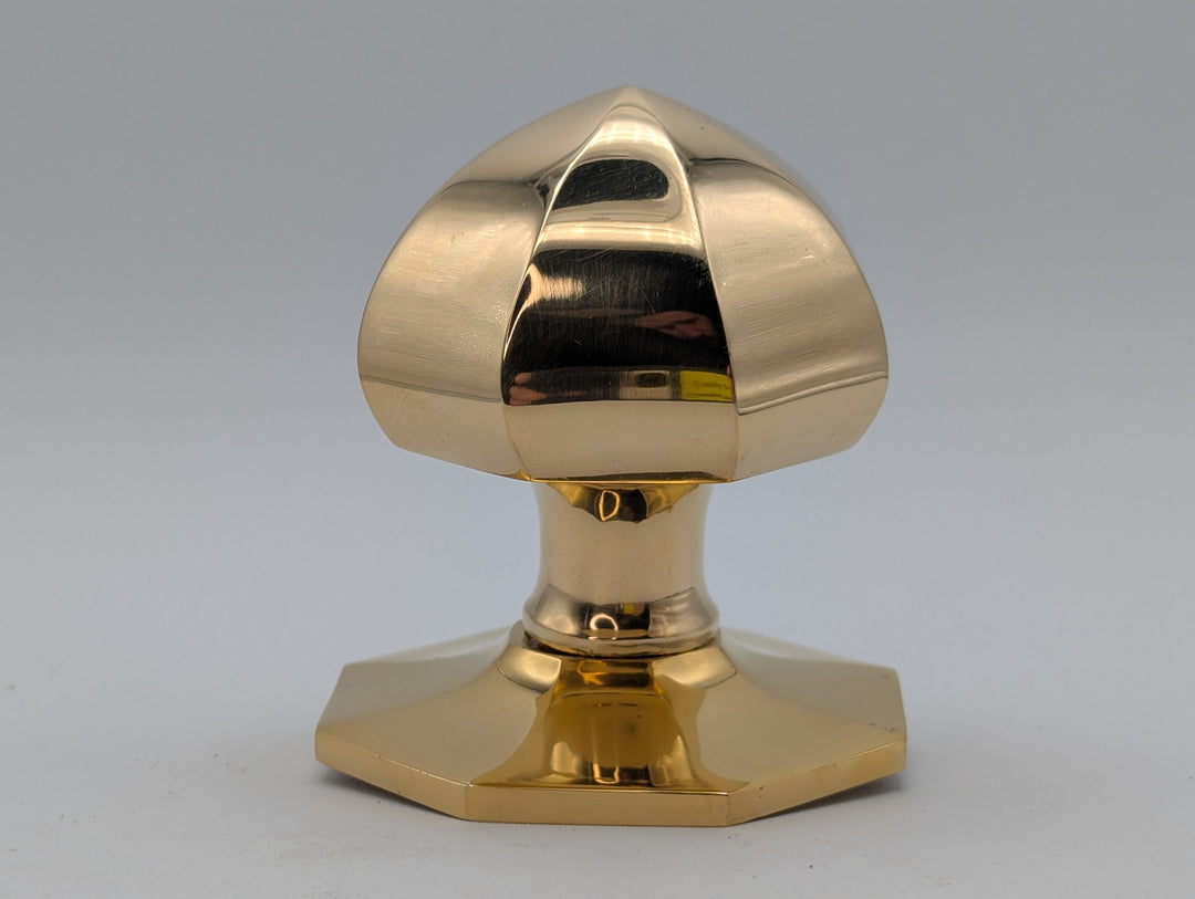 ##Antique Hardware## Octagon Pull Knob with Rosette (Polished Brass Finish)