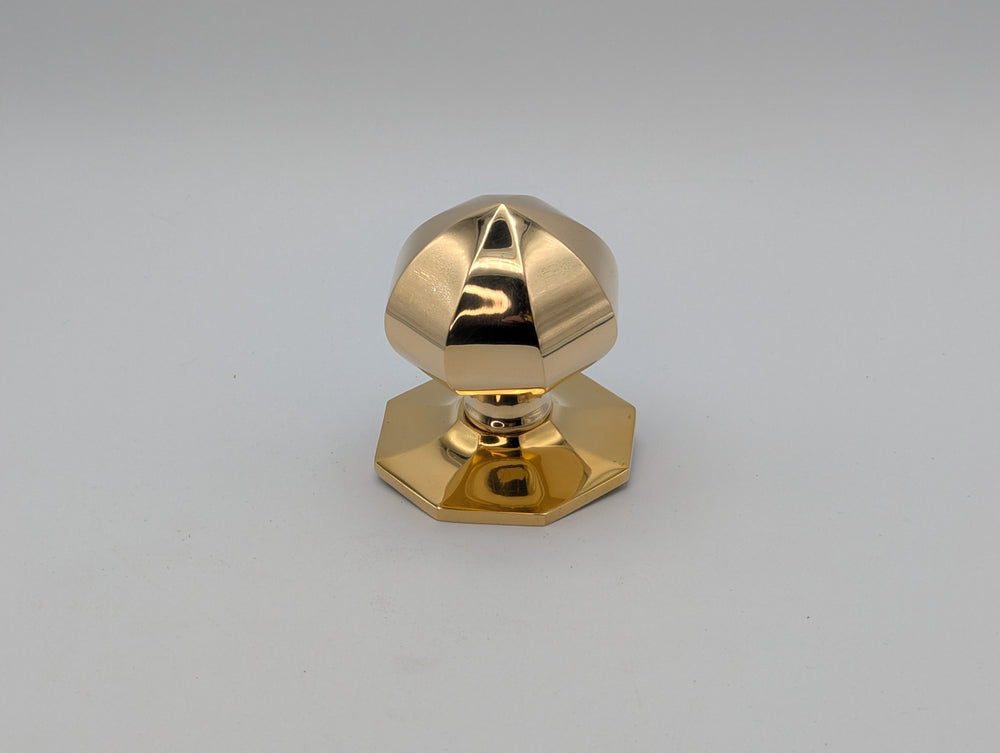 ##Antique Hardware## Octagon Pull Knob with Rosette (Polished Brass Finish)