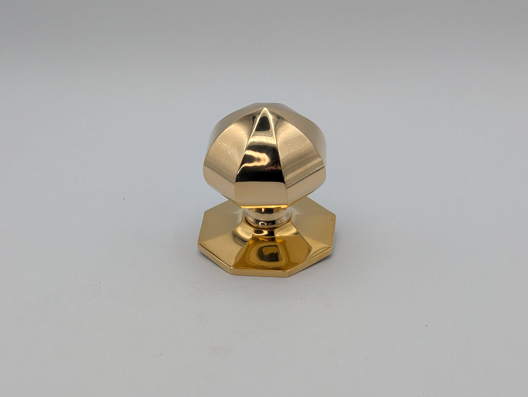##Antique Hardware## Octagon Pull Knob with Rosette (Polished Brass Finish)