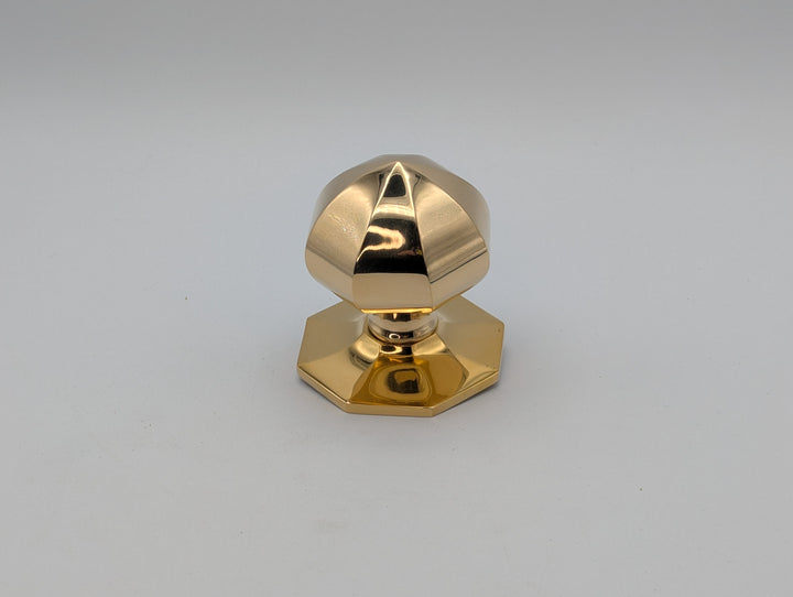 ##Antique Hardware## Octagon Pull Knob with Rosette (Polished Brass Finish)