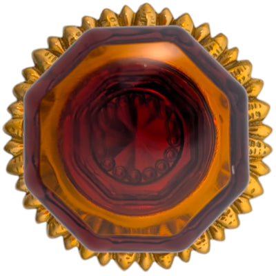 French Provincial Rosette Door Set with Amber Glass Octagon Door Knobs (Several Finishes Available)
