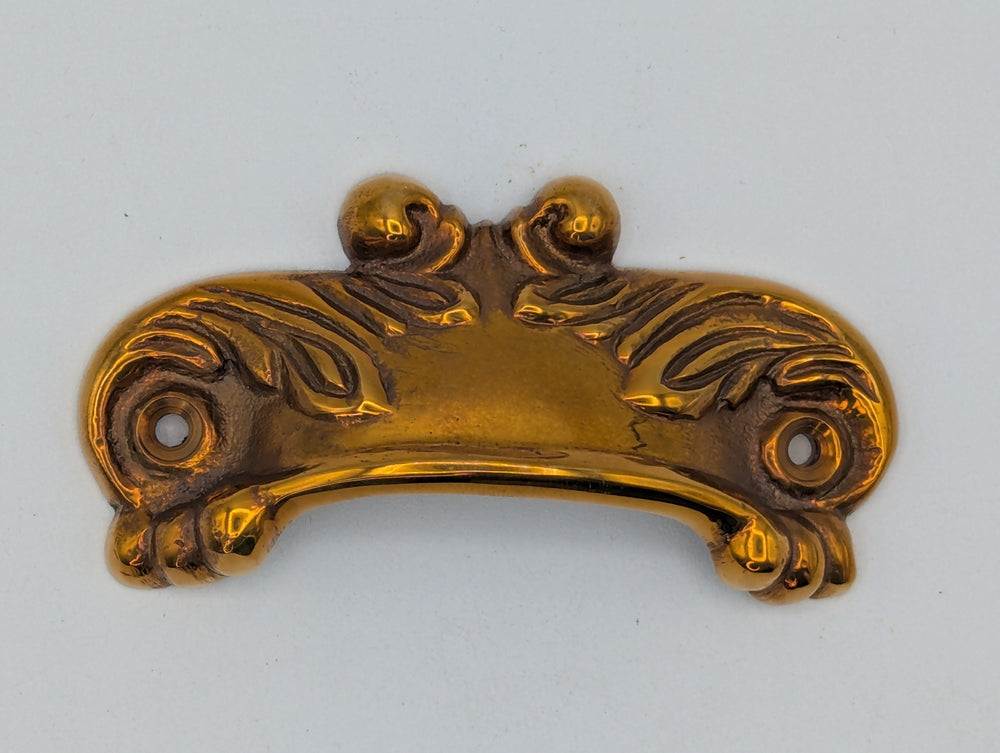 ##Antique Hardware## Mid 20th Century Victorian 4" Copper Plated Cast Iron Bin Drawer Pull (Polished Brass Finish)