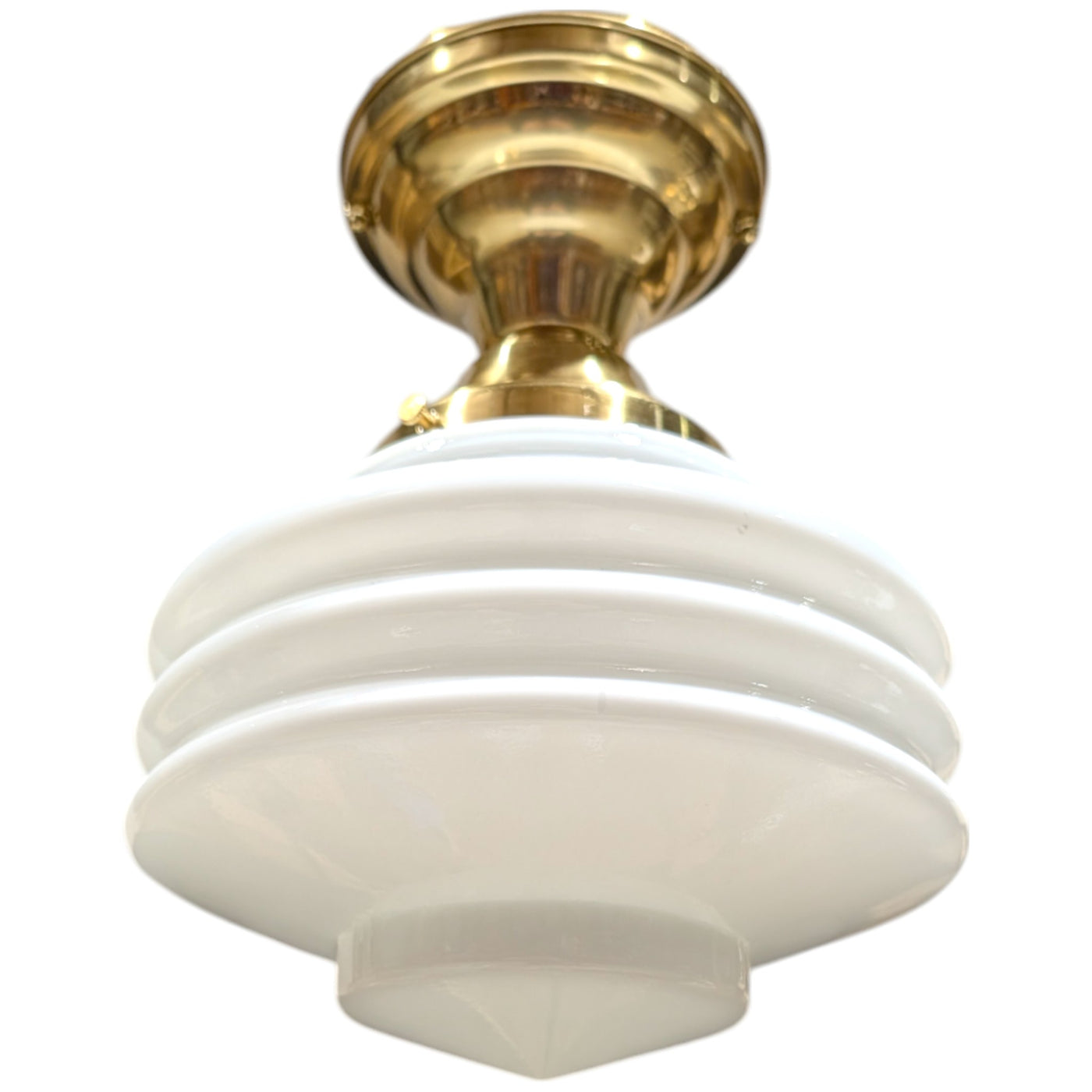 Art Deco Milk Glass Semi-Flush Fancy Light (Several Finishes Available)