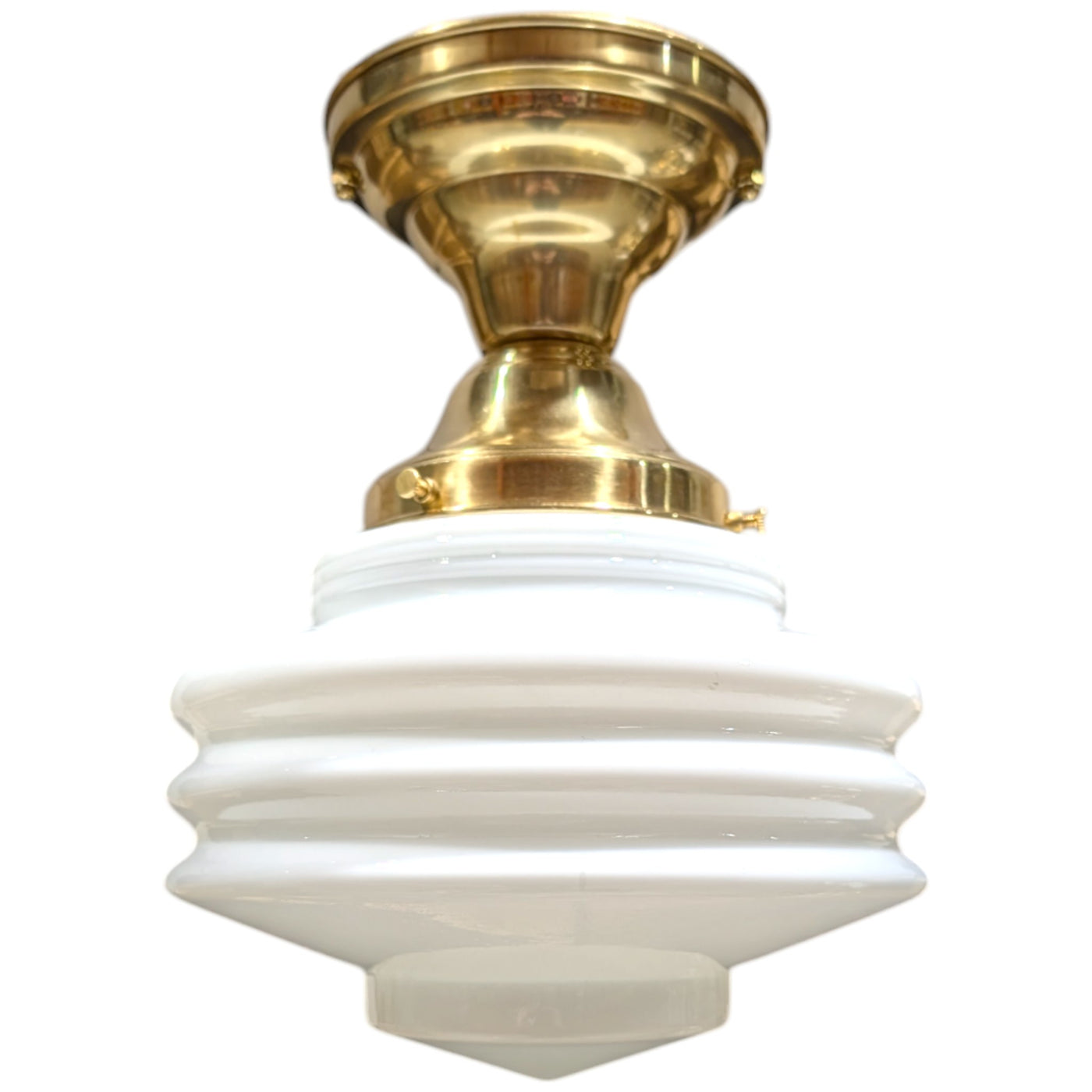 Art Deco Milk Glass Semi-Flush Fancy Light (Several Finishes Available)