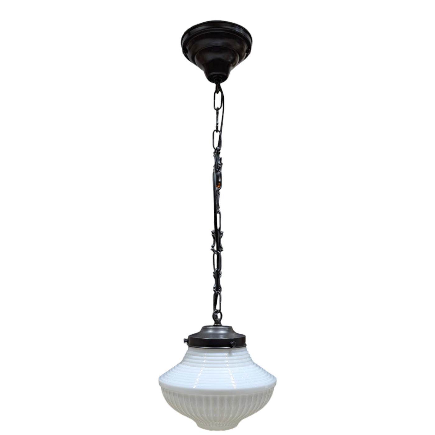 Schoolhouse Ribbed Milk Glass Standard Chain Light (Several Finishes Available)