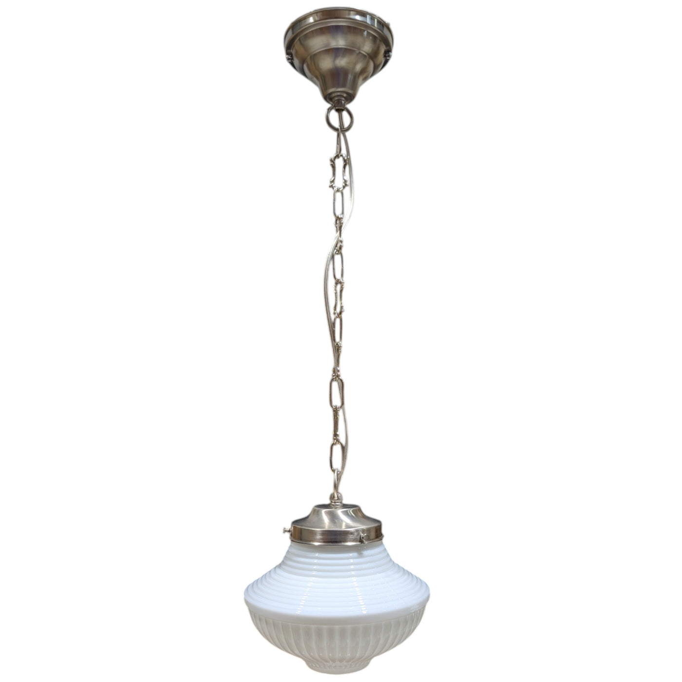 Schoolhouse Ribbed Milk Glass Standard Chain Light (Several Finishes Available)