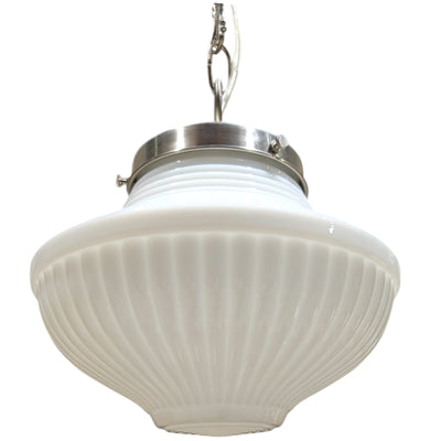 Schoolhouse Ribbed Milk Glass Standard Chain Light (Several Finishes Available)