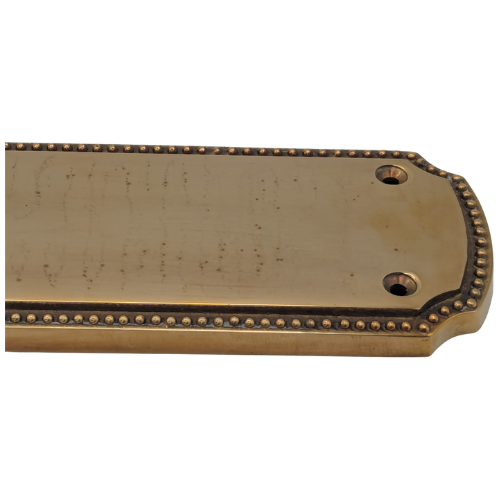 11 1/2 Inch Solid Brass Beaded Push & Plate (Polished Brass Finish)