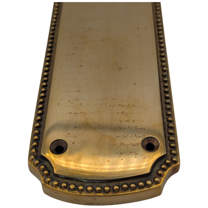 11 1/2 Inch Solid Brass Beaded Push & Plate (Polished Brass Finish)