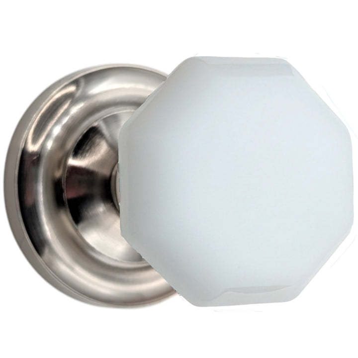 ##Antique Hardware## Magnifique™ Classic Door Set with White Milk Glass Octagon Knobs (Several Finishes Available)