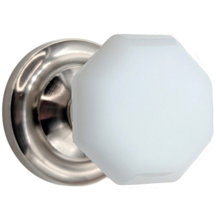 Magnifique® Classic Door Set with White Milk Glass Octagon Knobs (Several Finishes Available)