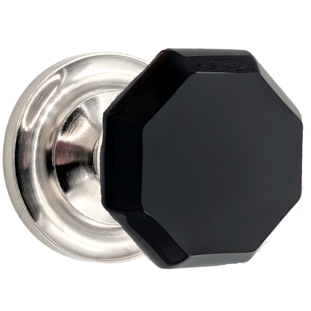 ##Antique Hardware## Magnifique™ Classic Door Set with Black Glass Octagon Knobs (Several Finishes Available)