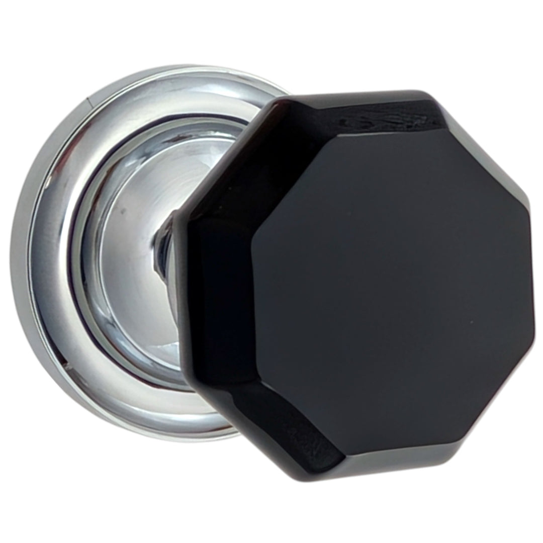 ##Antique Hardware## Magnifique™ Classic Door Set with Black Glass Octagon Knobs (Several Finishes Available)