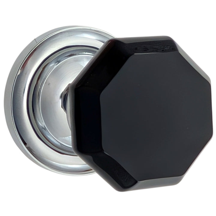 ##Antique Hardware## Magnifique™ Classic Door Set with Black Glass Octagon Knobs (Several Finishes Available)