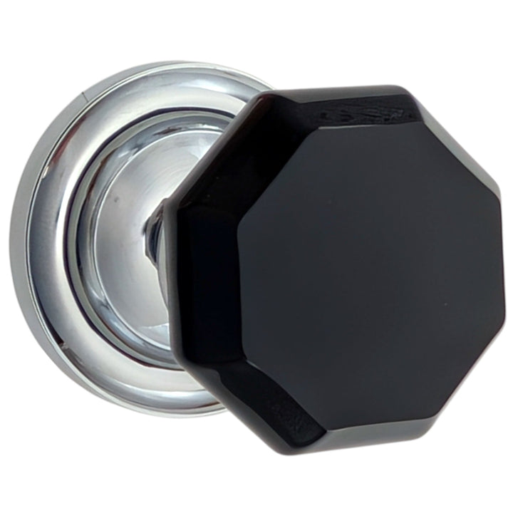 Magnifique® Classic Door Set with Black Glass Octagon Knobs (Several Finishes Available)