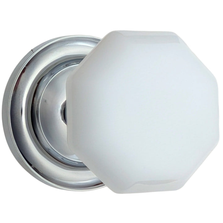 Magnifique® Classic Door Set with White Milk Glass Octagon Knobs (Several Finishes Available)