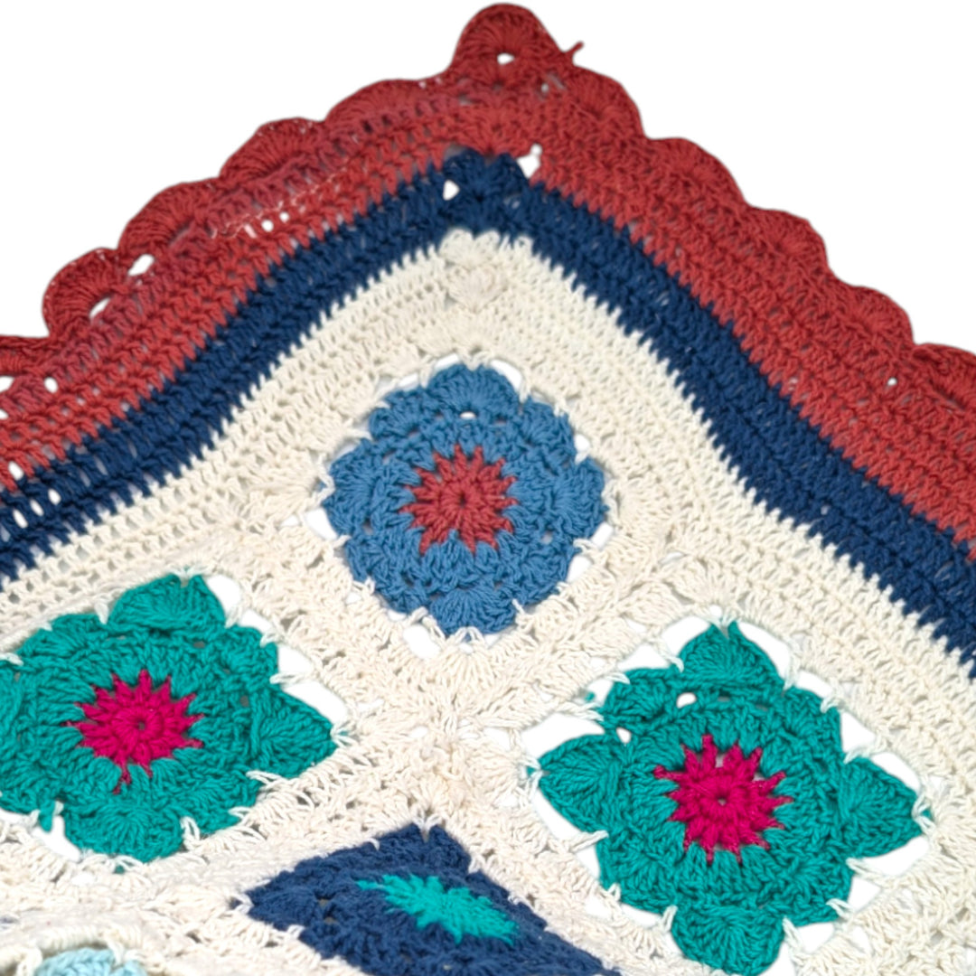 ##Antique Hardware## Handmade 100% Cotton Multi-Color Crochet Blanket – King Size