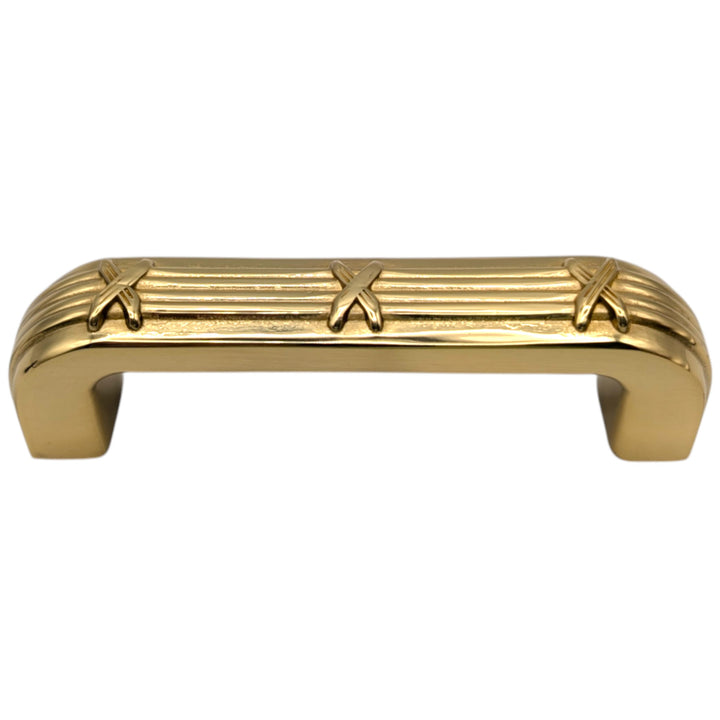 3 1/2 inch Overall (3 inch C-C) Ribbon & Reed Trellis Cabinet Pull (Several Finishes Available)