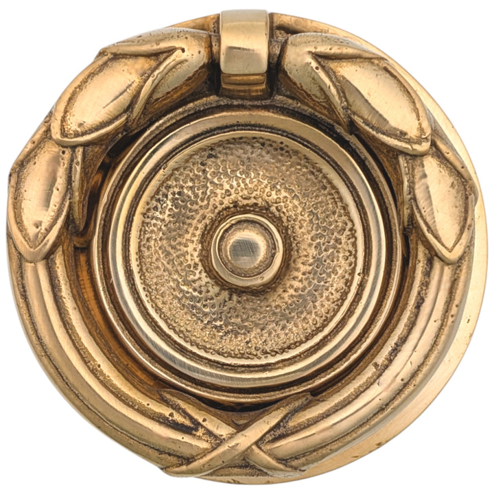 2 3/4 Inch Solid Brass Ribbon & Reed Drawer Ring Pull