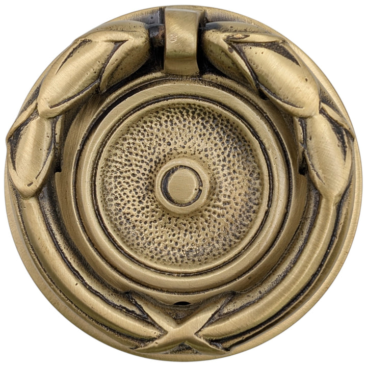 2 3/4 Inch Solid Brass Ribbon & Reed Drawer Ring Pull