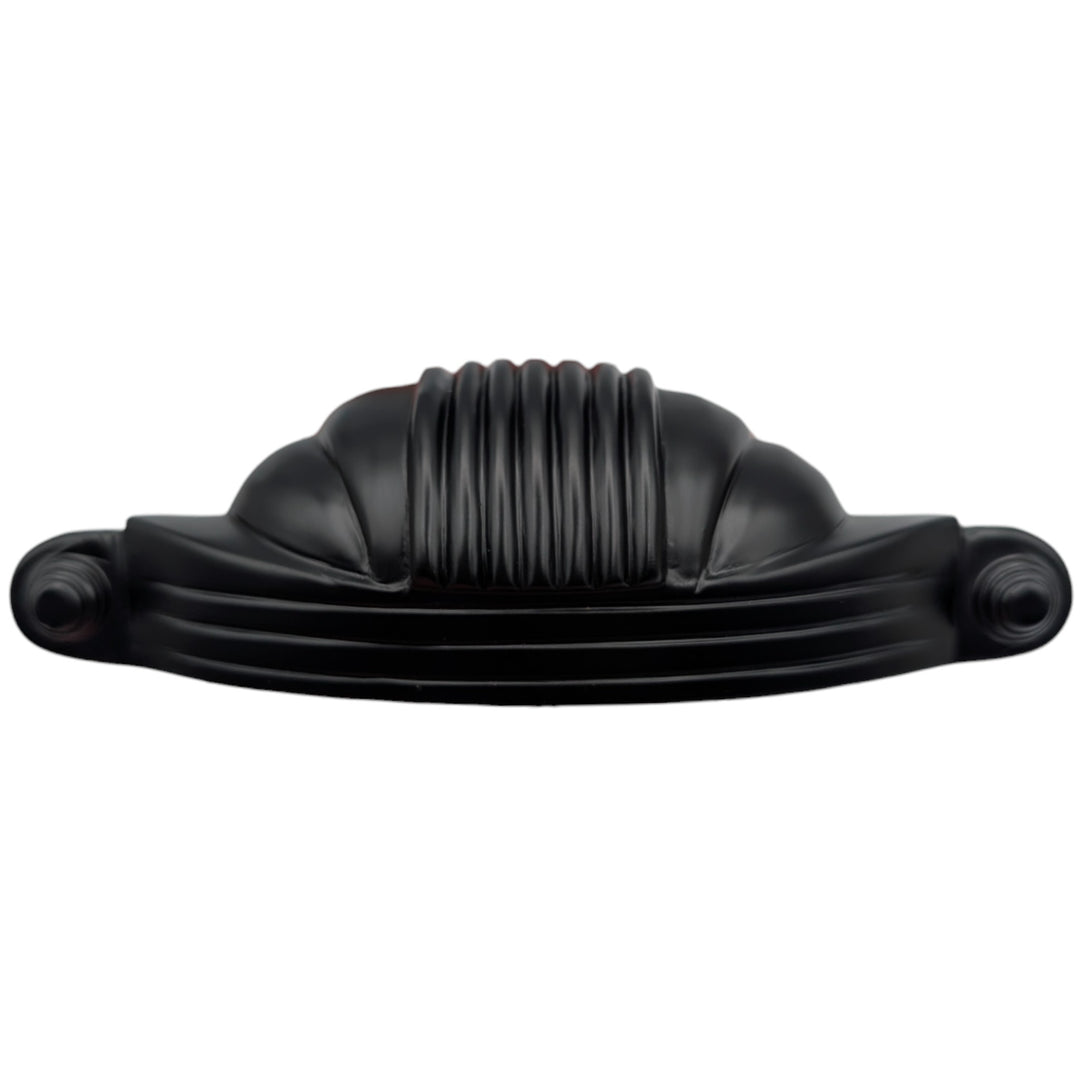 5 Inch Overall (4 Inch c-c) Moderne Deco Cup Pull (Several Finishes Available)