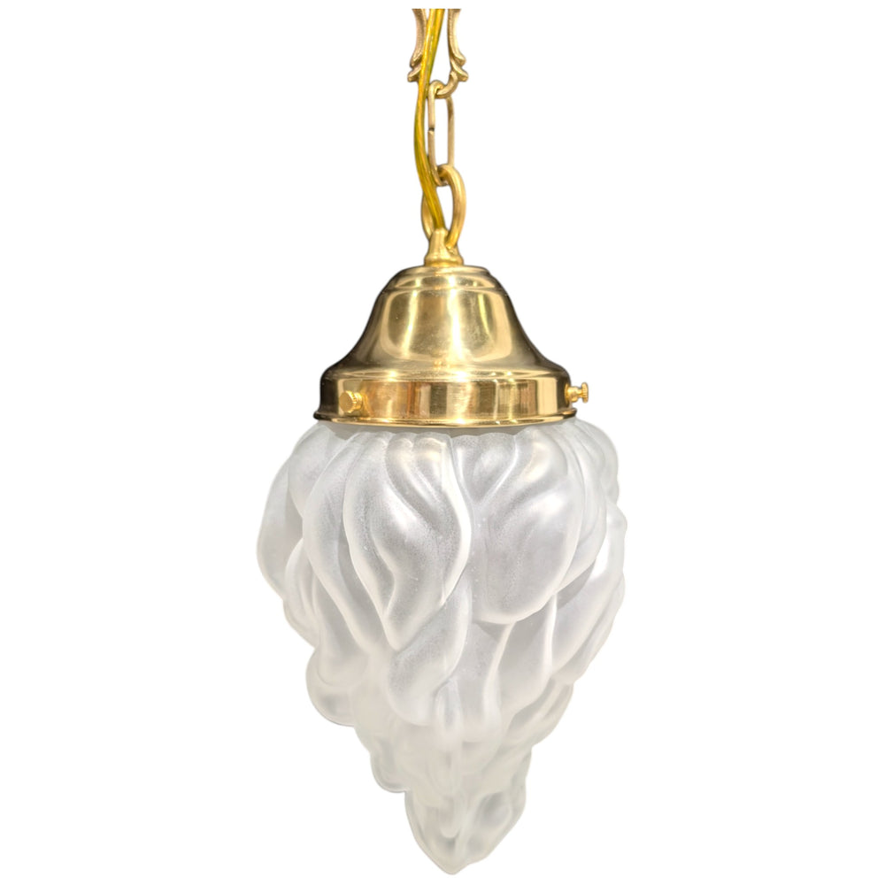 ##Antique Hardware## 27 3/4 Inch Flame Glass Chain Pendant