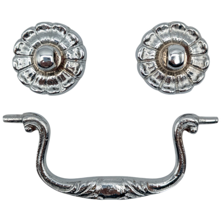 ##Antique Hardware## 4 1/4 Inch Floral Victorian Bail Pull (Polished Chrome Finish)