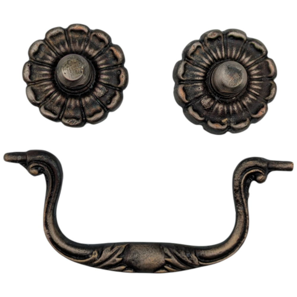 ##Antique Hardware## 4 1/4 Inch Floral Victorian Bail Pull (Antique Nickel Finish)