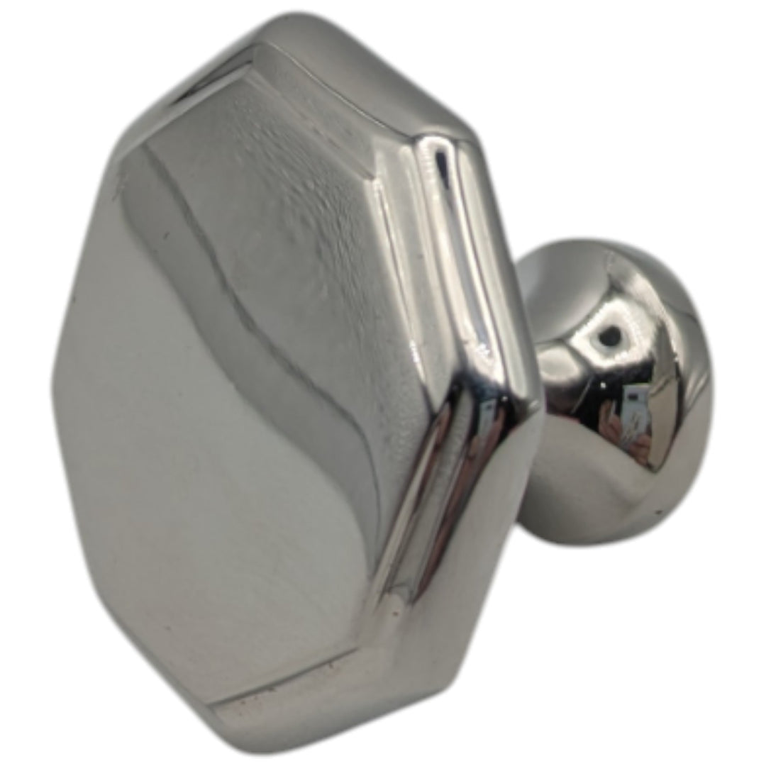 1 5/8 Inch Solid Brass Octagonal Cabinet Knob (Polished Brass Finish)