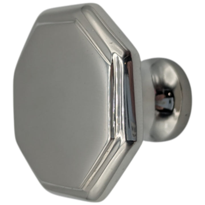 1 5/8 Inch Solid Brass Octagonal Cabinet Knob (Polished Brass Finish)