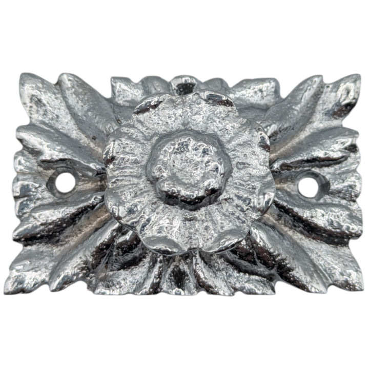 3 Inch Solid Brass Romanesque Floral Knob (Polished Chrome)