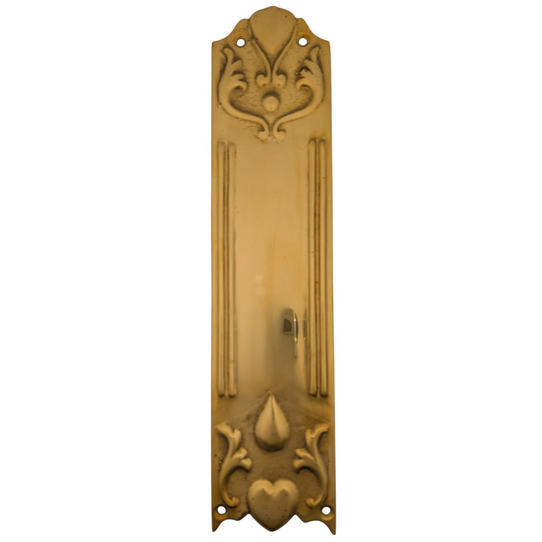 ##Antique Hardware## 11 Inch Heart Solid Polished Brass Push Plate