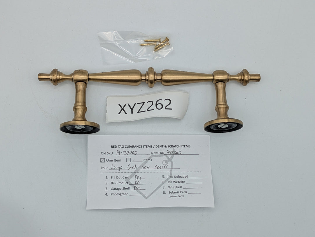 9 1/2 Inch Overall (6 Inch C-C) Solid Brass Plain Style Handle (Antique Brass Finish)