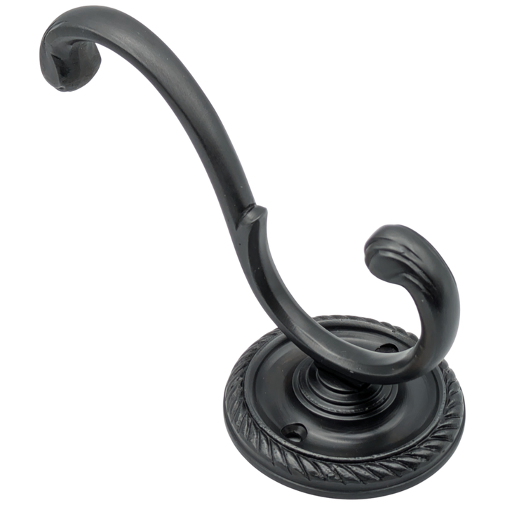 Solid Brass Georgian Roped Coat Hook (Black Bronze Finish)