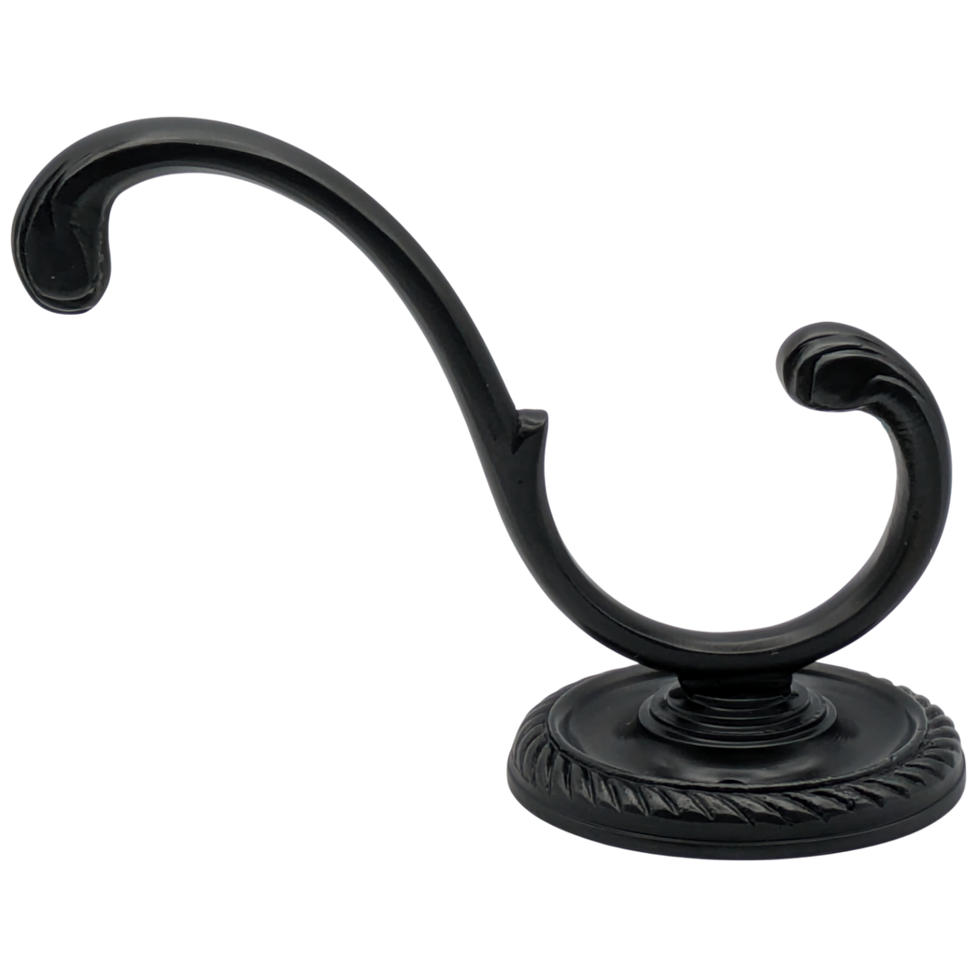 Solid Brass Georgian Roped Coat Hook (Black Bronze Finish)