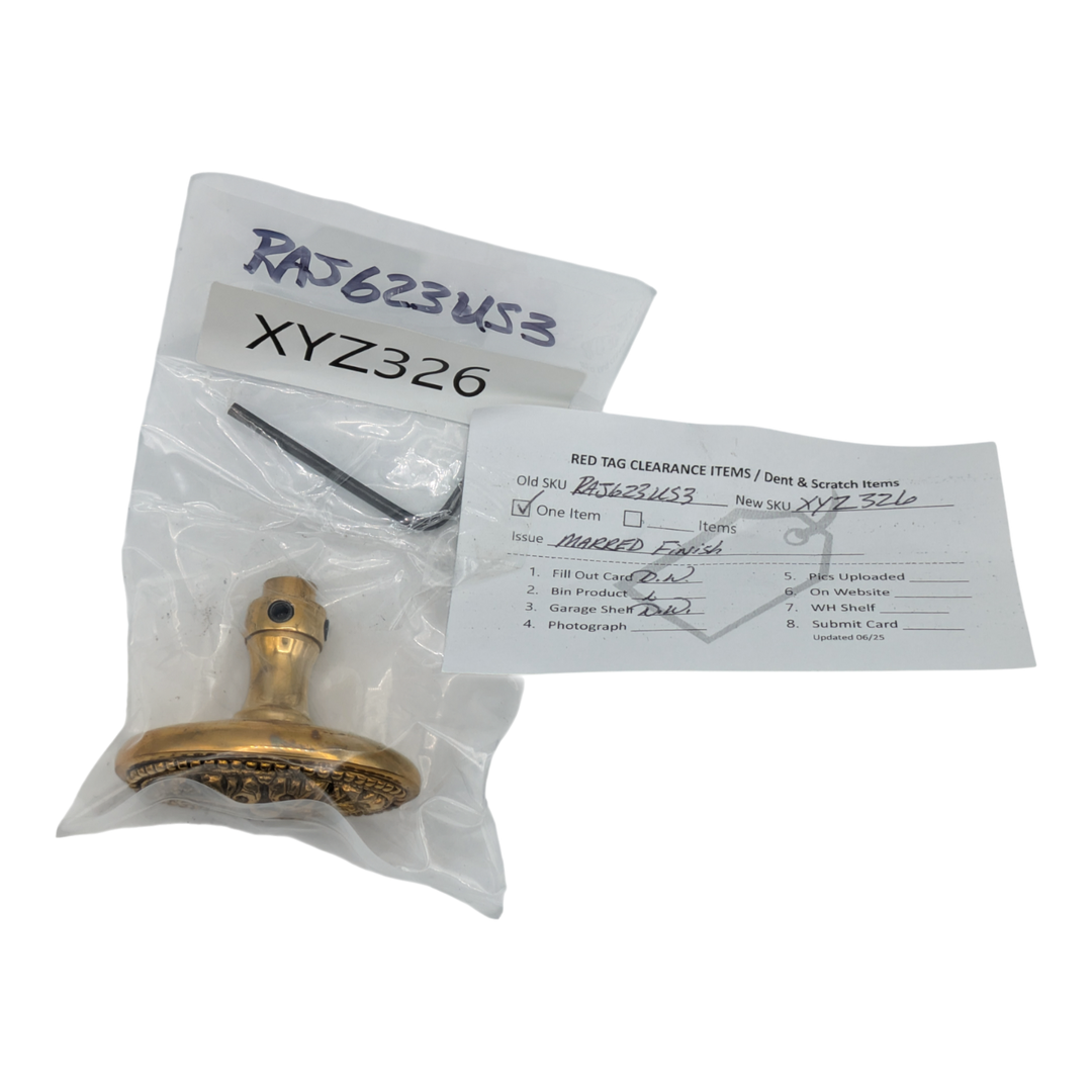 Open Box Item Avalon Oval Solid Brass Spare Door Knob (Polished Brass Finish)