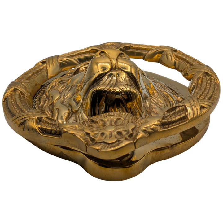 Ribbon & Reed 8 3/4 Inch Brass Lion Door Knocker (Polished Brass Finish)